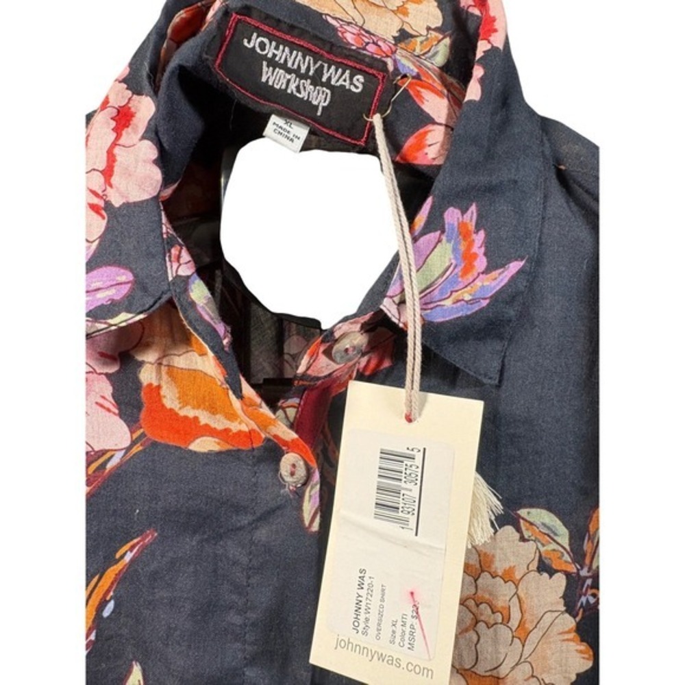 Johnny Was Workshop NWT Ramie Floral Button Up Blouse XL * - Picture 6 of 12